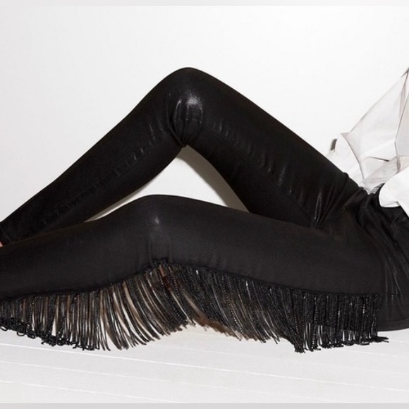 J brand x Halpern special edition Maria black fringe stellar jeans, size 27. - Picture 2 of 16